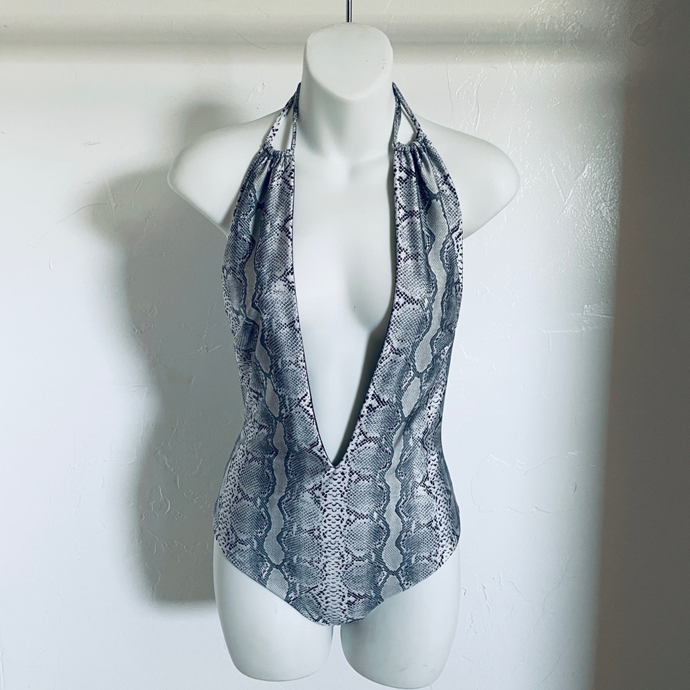 OLA VIDA Reversible ARUBA 1-Piece MAILLOT Swimsuit Snake / Black Size Small